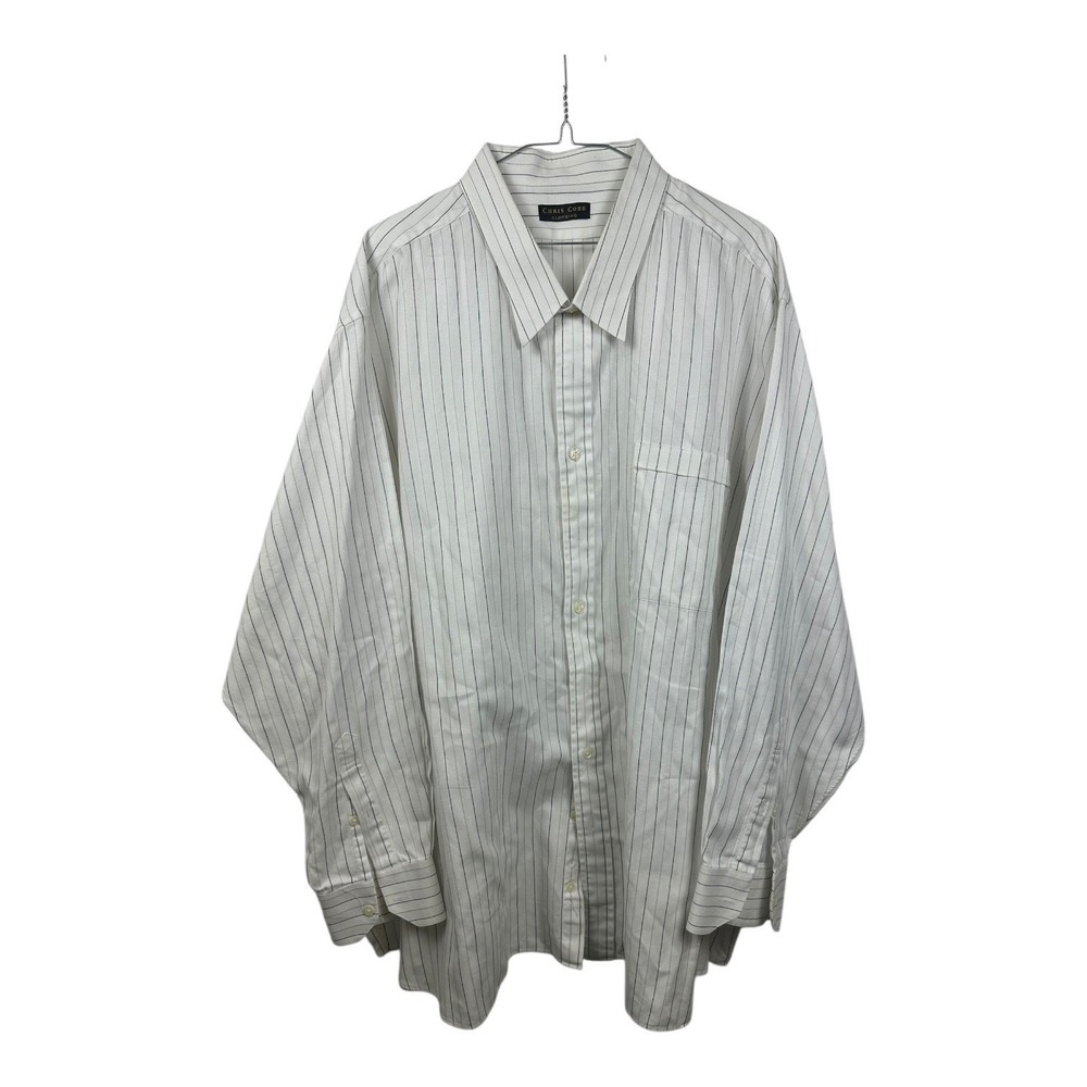 Chris Cobb Clothing Men's Button-Down Shirt Vertical Stripe White Blue 3XL
